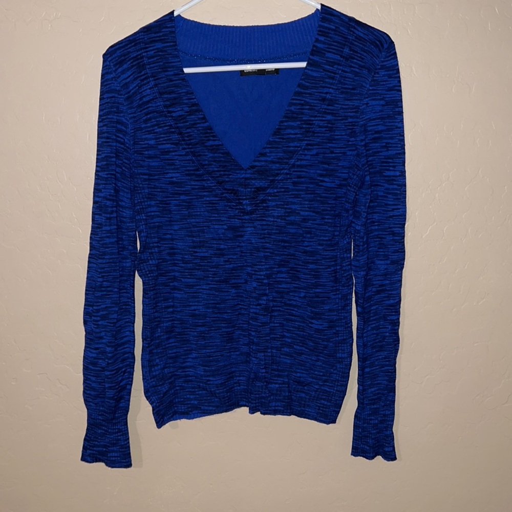 Express blue and black sweater